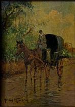 Giuseppe Prisco (XX) - Il Carro nel Guado, Antiek en Kunst, Kunst | Schilderijen | Klassiek