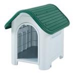 Hondenhok Bello kunststof wit en groen 75x59x66 cm [en.casa], Dieren en Toebehoren, Verzenden, Nieuw
