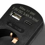 Benson Stopcontact met USB-A en USB-C - Zwart - Modern en..., Doe-het-zelf en Verbouw, Elektra en Kabels, Ophalen of Verzenden
