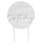 Happy Birthday Taarttopper 12cm, Verzenden, Nieuw