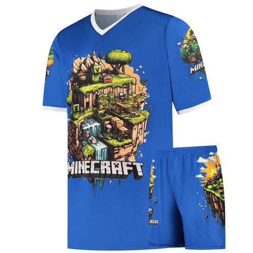 Minecraft Shirt en Broekje - Voetbaltenue - Blauw - Kinderen, Sport en Fitness, Voetbal, Nieuw, Verzenden