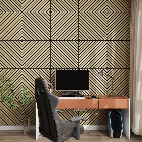 Akoestisch wandpaneel Vang 4-delig set 1,44 m² diagonaal eik, Huis en Inrichting, Woonaccessoires | Wanddecoraties, Nieuw, Verzenden