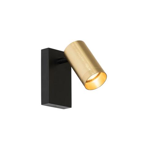 Wandlamp zwart met goud verstelbaar met schakelaar - Jeana, Huis en Inrichting, Lampen | Wandlampen, Nieuw