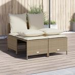 vidaXL 4-delige Loungeset met kussens poly rattan beige, Verzenden, Nieuw, Rotan, Loungeset