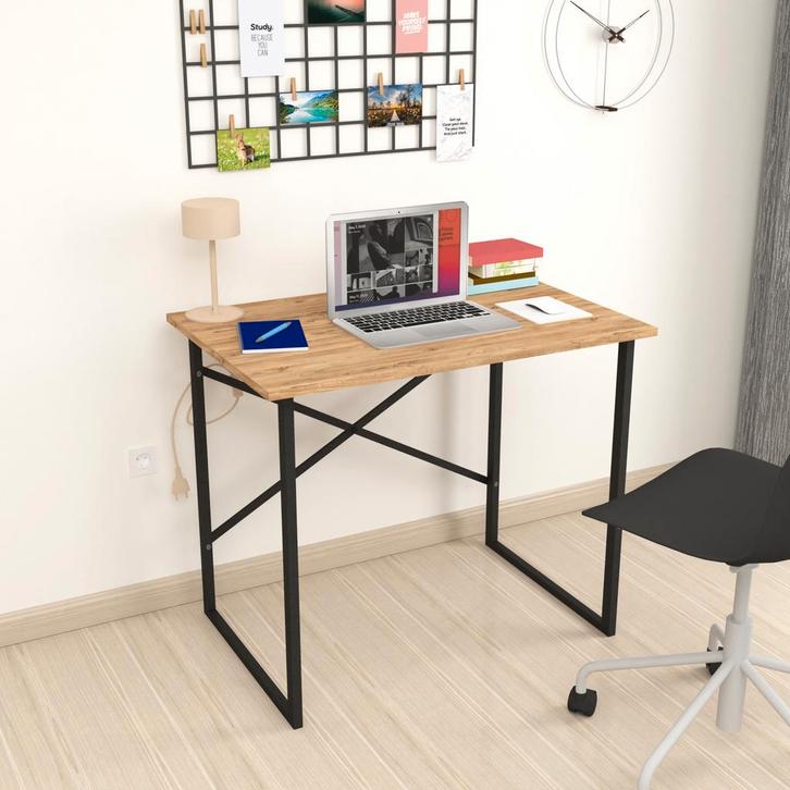 [en.casa] Bureau Tjeldsund 75x90x60 cm eiken, Huis en Inrichting, Bureaus, Verzenden