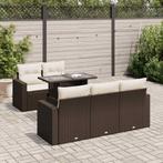 vidaXL 6-delige Loungeset met kussens poly rattan bruin, Verzenden, Nieuw, Rotan, Loungeset