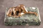 Art Nouveau - sculptuur, Liggend naakt - 17 cm - Brons,, Antiek en Kunst