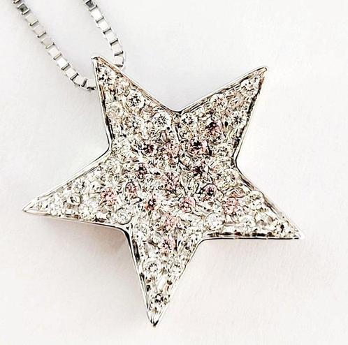 Ketting met hanger - 18 karaat Witgoud - 0.90ct. tw. Saffier, Sieraden, Tassen en Uiterlijk, Antieke sieraden