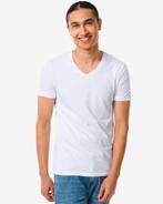 HEMA Heren t-shirt slim fit v-hals bamboe wit, Verzenden, Nieuw