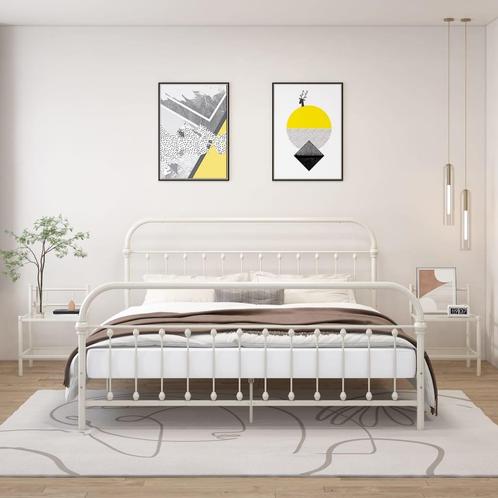 vidaXL Nachtkastjes 2 st metaal en glas wit en transparant, Huis en Inrichting, Slaapkamer | Nachtkastjes, Nieuw, Minder dan 45 cm