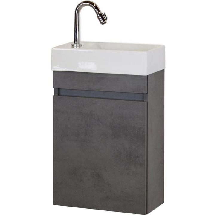Bonsai Badmeubelset - Beton Antraciet - Keramische Wastafel, Huis en Inrichting, Badkamer | Badkamermeubels, Nieuw, Ophalen of Verzenden