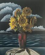 Mario Castellese - Vaso con girasoli davanti al mare, Antiek en Kunst