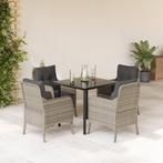vidaXL 5-delige Tuinset met kussens poly rattan lichtgrijs, Tuin en Terras, Tuinsets en Loungesets, 4 zitplaatsen, Nieuw, Tuinset