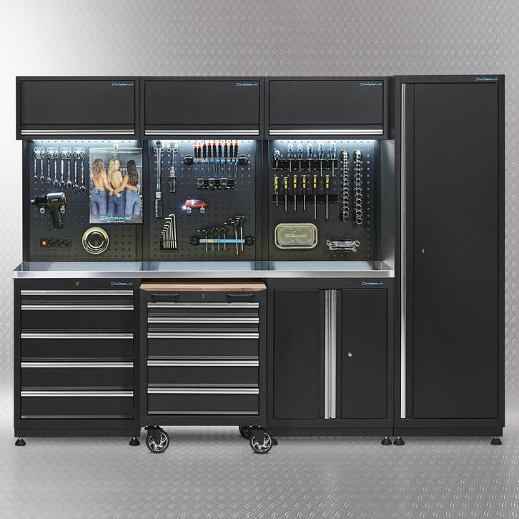 Datona Werkplaatsinrichting PREMIUM met RVS werkblad 265 cm, Doe-het-zelf en Verbouw, Werkbanken, Nieuw, Ophalen of Verzenden