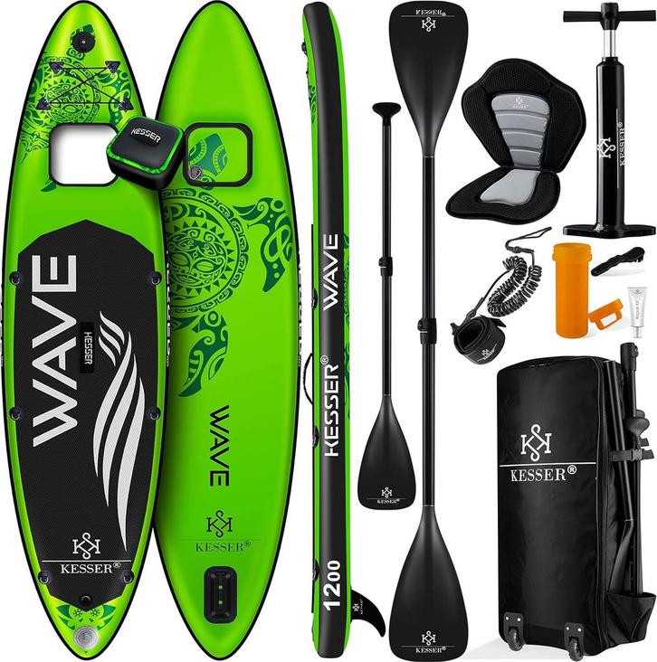 Sup Board - Opblaasbaar Paddle Board - 130 kg - Groen - KESS, Watersport en Boten, Suppen, Zo goed als nieuw, Verzenden