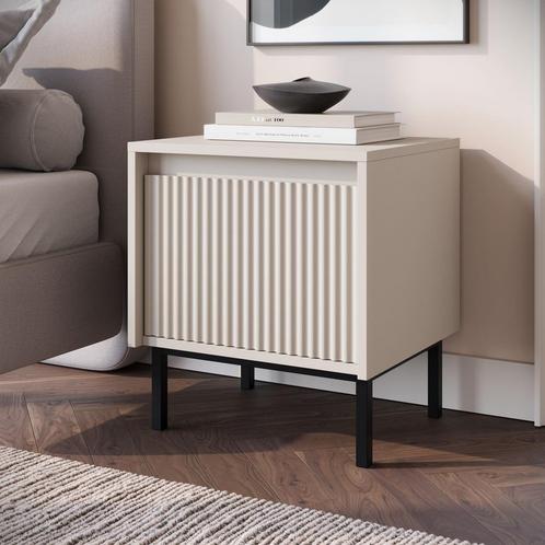 Meubella Nachtkastje beige 45cm met lade | Modern, Huis en Inrichting, Slaapkamer | Nachtkastjes, Nieuw, Verzenden