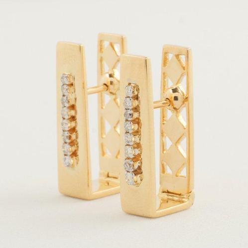Clip-on oorbellen - 14 karaat Geel goud - 0.35ct. tw., Sieraden, Tassen en Uiterlijk, Antieke sieraden