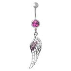 Fako Bijoux® - Navelpiercing - Vleugel - Kristal - Roze, Verzenden, Nieuw