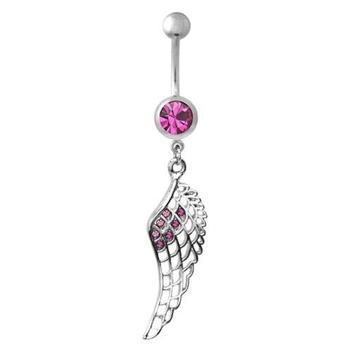 Fako Bijoux® - Navelpiercing - Vleugel - Kristal - Roze, Sieraden, Tassen en Uiterlijk, Piercings, Verzenden