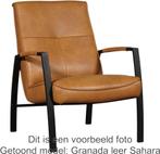 Grijze leren industriële stalen fauteuils - Granada leer As, Nieuw, Ophalen of Verzenden, 50 tot 75 cm, Leer