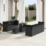 vidaXL 10-delige tuinsofa set met kussens - zwart poly, Verzenden, Nieuw, Rotan