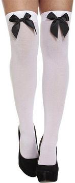 Kniekousen wit met zwarte strik, Verzenden, Nieuw, Feestartikel