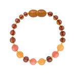 Barnsteen kinder armbandje - cognac - aventurijn - coral, Nieuw