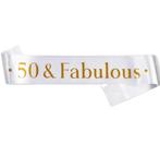 50 & Fabulous set met 2 gouden sjerpen en 2 buttons, Hobby en Vrije tijd, Feestartikelen, Verzenden, Nieuw, Versiering, Geboorte of Huwelijk