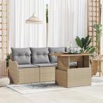 vidaXL 5-delige Tuinbankenset met kussens poly rattan beige, Verzenden, Nieuw, Rotan