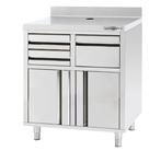 RVS Werkkast voor koffiemachine met 2 laden, 1 klopper en 2, Gebruikt