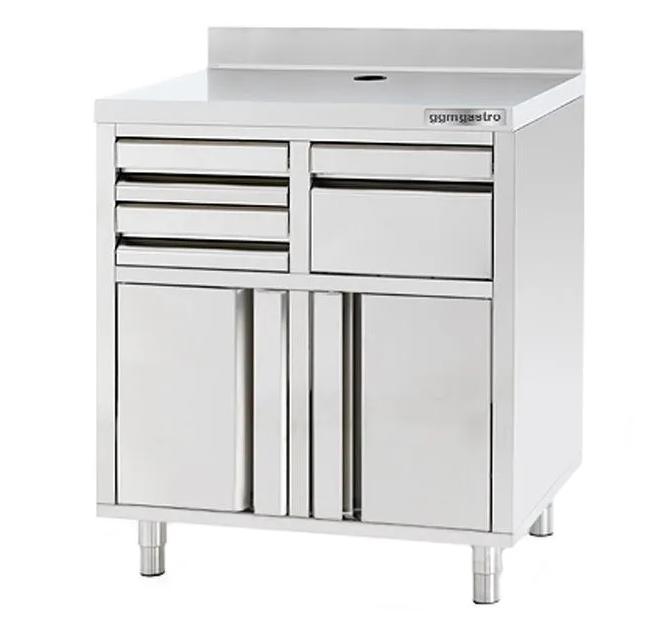 RVS Werkkast voor koffiemachine met 2 laden, 1 klopper en 2, Zakelijke goederen, Horeca | Keukenapparatuur, Gebruikt