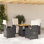 vidaXL 5-delige Tuinset met kussens poly rattan zwart, 4 zitplaatsen, Nieuw, Tuinset, Verzenden