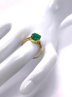 Zonder Minimumprijs - Ring - 9 kt. Geel goud, Zilver Smaragd, Nieuw