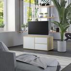 Tv-meubel 80x34x36 cm spaanplaat wit en sonoma eikenkleurig, Huis en Inrichting, Kasten | Televisiemeubels, Nieuw, Verzenden
