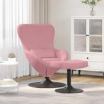vidaXL Egg Chair met Voetsteun Roze 63 x 73 x 90 cm Fluweel, Huis en Inrichting, Verzenden, Nieuw