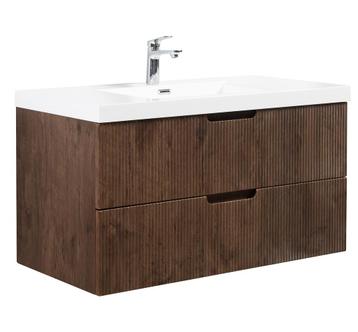 Badkamermeubel Set Thermis 100cm Walnoot Bruin Badmeubel beschikbaar voor biedingen