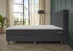 ACTIE! Boxspring Porto 140 200 Antraciet, Verzenden, Nieuw, 140 cm, Twijfelaar