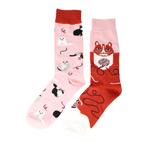 Sokken - Katten Print - Bruin Roze - Katoen - Maat 38-45, Nieuw