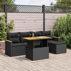 vidaXL 6-delige Loungeset met kussens poly rattan acacia, Verzenden, Nieuw, Rotan, Loungeset