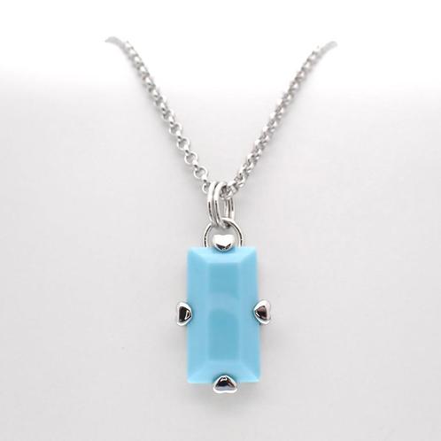 Zilveren ketting met vaste blauwe hanger | 40- 45 cm, Sieraden, Tassen en Uiterlijk, Kettingen, Overige kleuren, Gebruikt, Met edelsteen
