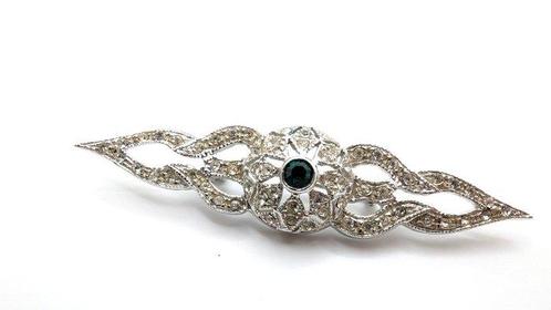 Zonder Minimumprijs - Broche Zilver Smaragd, Sieraden, Tassen en Uiterlijk, Antieke sieraden
