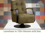 Leren draaifauteuil Mind - Kenia Olive (olijf) -, Nieuw, Ophalen of Verzenden, 50 tot 75 cm, Industrieel, Modern