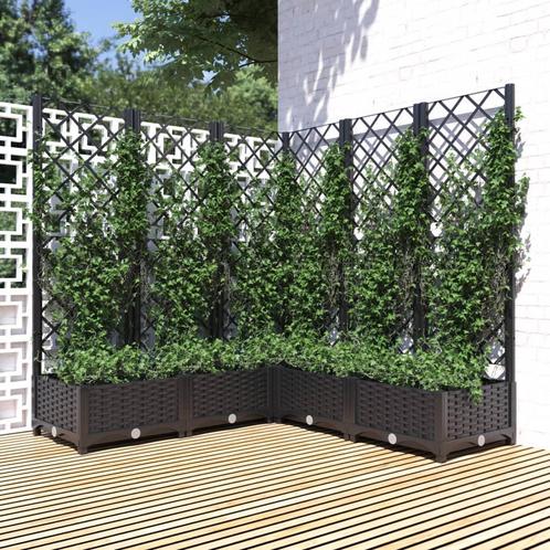 vidaXL Plantenbak met latwerk 120x120x121,5 cm polypropeen, Tuin en Terras, Bloembakken en Plantenbakken, 100 cm of meer, Nieuw