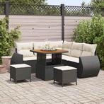 vidaXL Tuin Sofa Set met kussen 8 pcs Zwart en crème 80 x 80, Verzenden, Nieuw, Rotan