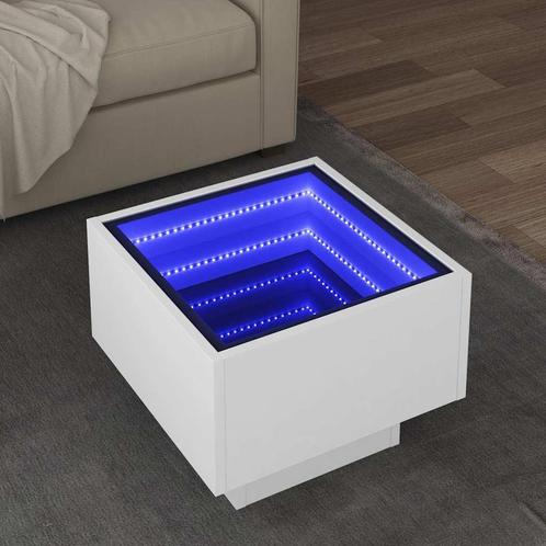 vidaXL Bijzettafel met LED 40x40x30 cm bewerkt hout wit, Huis en Inrichting, Tafels | Salontafels, 50 tot 100 cm, Nieuw, Overige houtsoorten