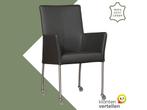 Leren eetkamerstoel Comfort met wieltjes en armleuning -, Huis en Inrichting, Stoelen, Nieuw, Leer, Ophalen of Verzenden, Eén