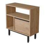 Bijzettafel Vesanto 60x60x25,5 cm eikenkleurig en zwart [en., Huis en Inrichting, Verzenden, Nieuw