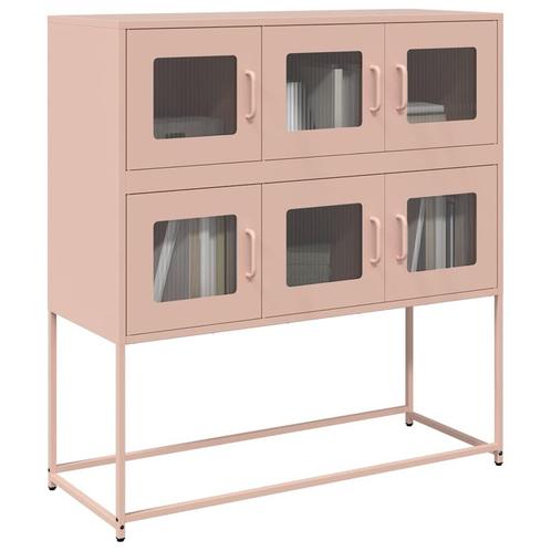 vidaXL Dressoir 100,5x39x107 cm koudgewalst staal roze, Huis en Inrichting, Kasten | Dressoirs, Nieuw, Metaal, Verzenden