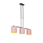Hanglamp met velours kappen roze met goud 20cm - Combi 3, Nieuw, Overige stijlen