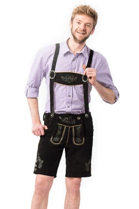 Lederhose Leer Kort Zwart en Bretels, Kinderen en Baby's, Carnavalskleding en Verkleedspullen, Nieuw, Verzenden